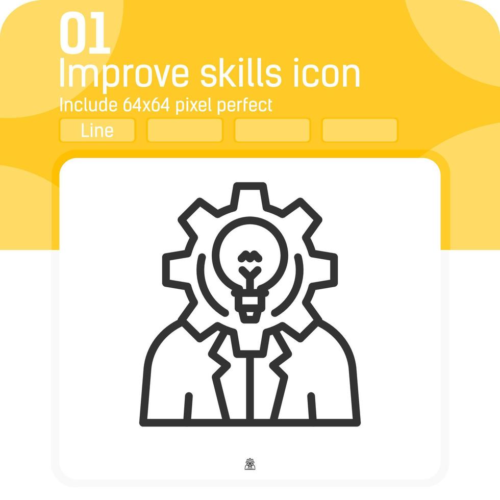 migliorare le abilità premium icona con stile del contorno isolato su priorità bassa bianca. modello di progettazione del concetto di miglioramento dell'illustrazione vettoriale per sito Web, app, logo, interfaccia utente, ux, progetto e lavoro. tratto modificabile