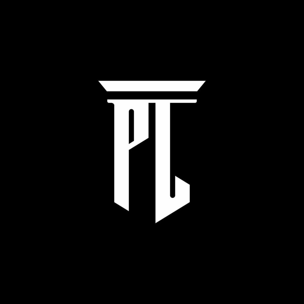 pl logo monogramma con stile emblema isolato su sfondo nero vettore