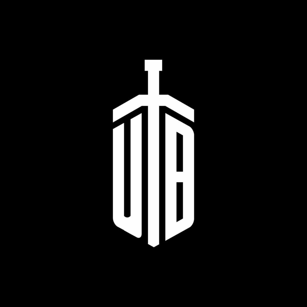 ub logo monogramma con modello di progettazione nastro elemento spada vettore