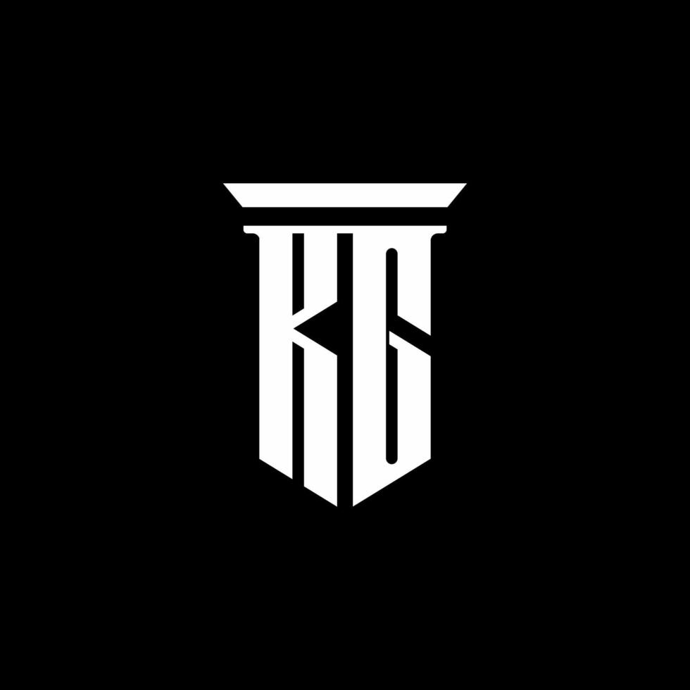 kg monogramma logo con stile emblema isolato su sfondo nero vettore