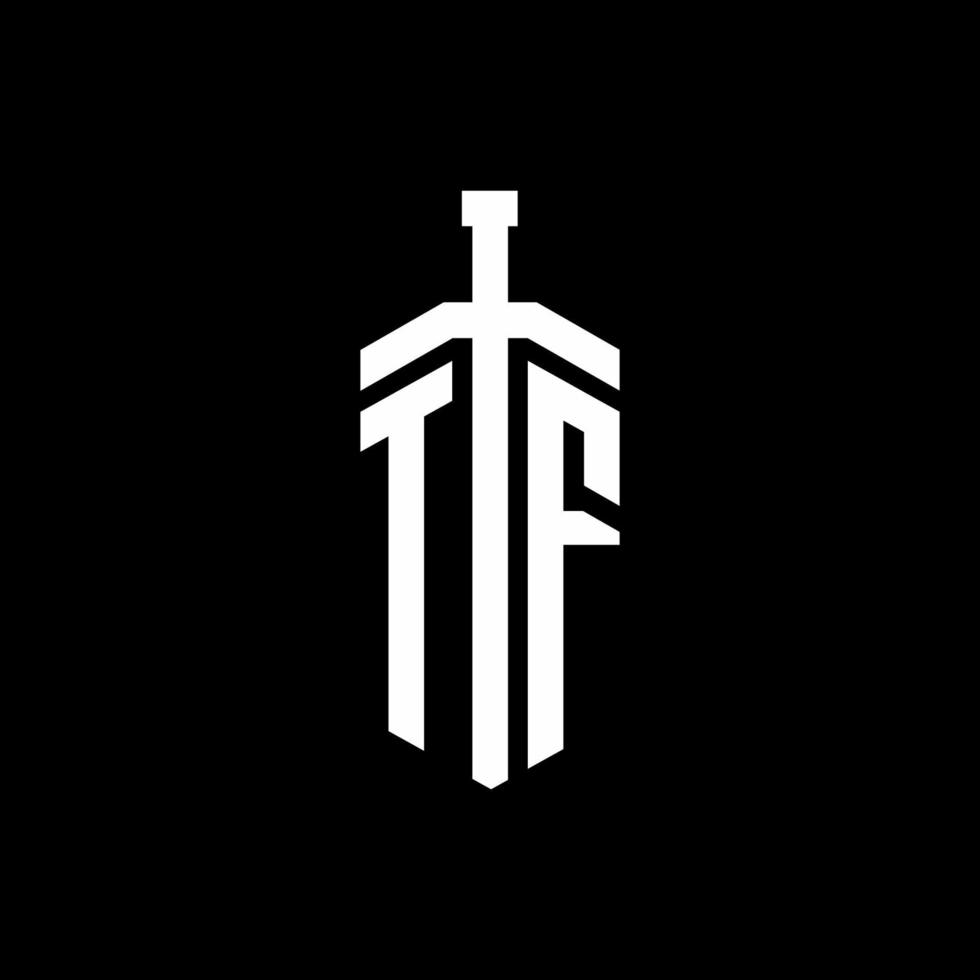 tf logo monogramma con modello di progettazione nastro elemento spada vettore