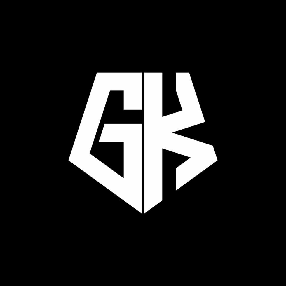 gk logo monogramma con modello di design in stile a forma di pentagono vettore