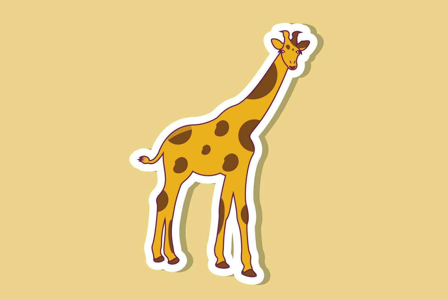 giraffa animale portafortuna cartone animato personaggio etichetta design vettore illustrazione. animale natura icona concetto. giraffa etichetta design logo icona.