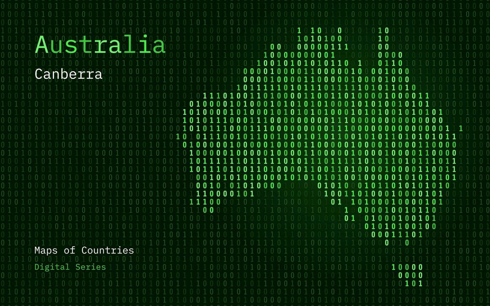 Australia carta geografica mostrato nel binario codice modello. matrice numeri, zero, uno. mondo paesi vettore mappe. digitale serie