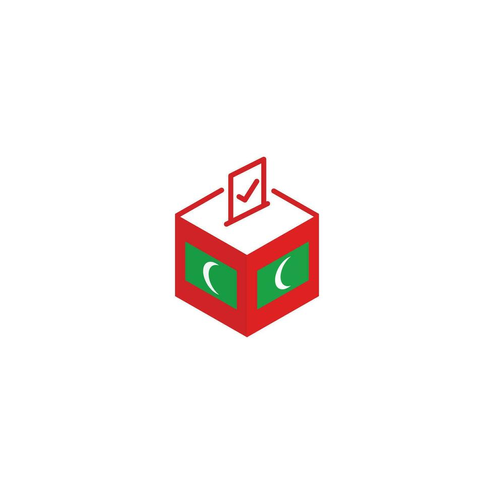 Maldive elezione concetto, democrazia, voto scrutinio scatola con bandiera. vettore icona illustrazione