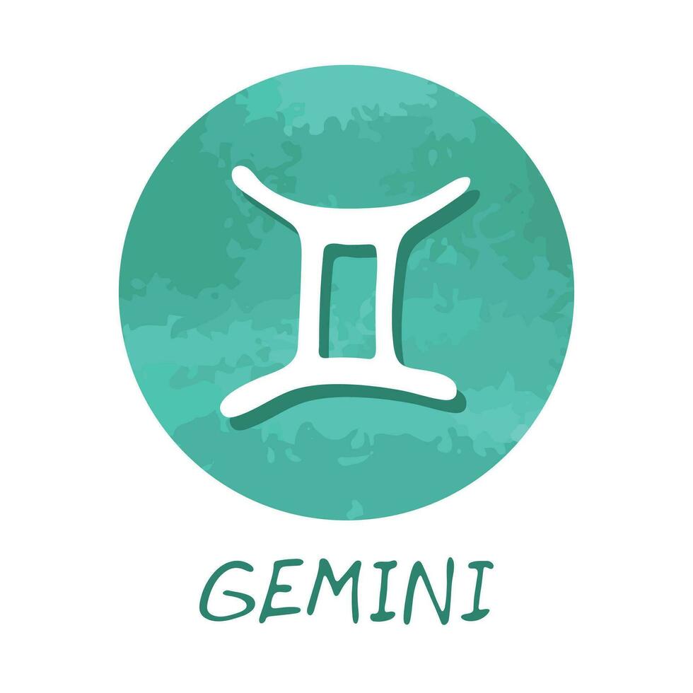 mano disegnato Gemelli zodiaco cartello nel il giro telaio astrologia scarabocchio clipart elemento per design vettore