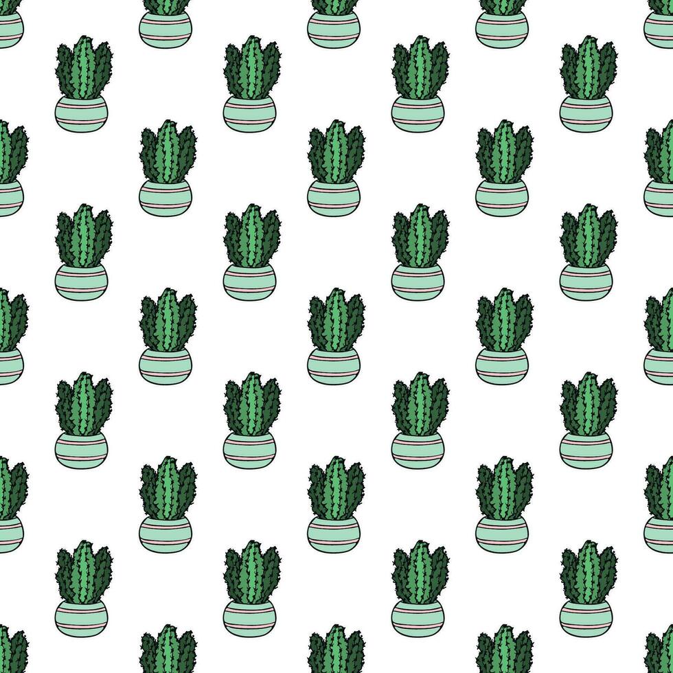 senza soluzione di continuità modello con cactus scarabocchio per decorativo Stampa, involucro carta, saluto carte e tessuto vettore