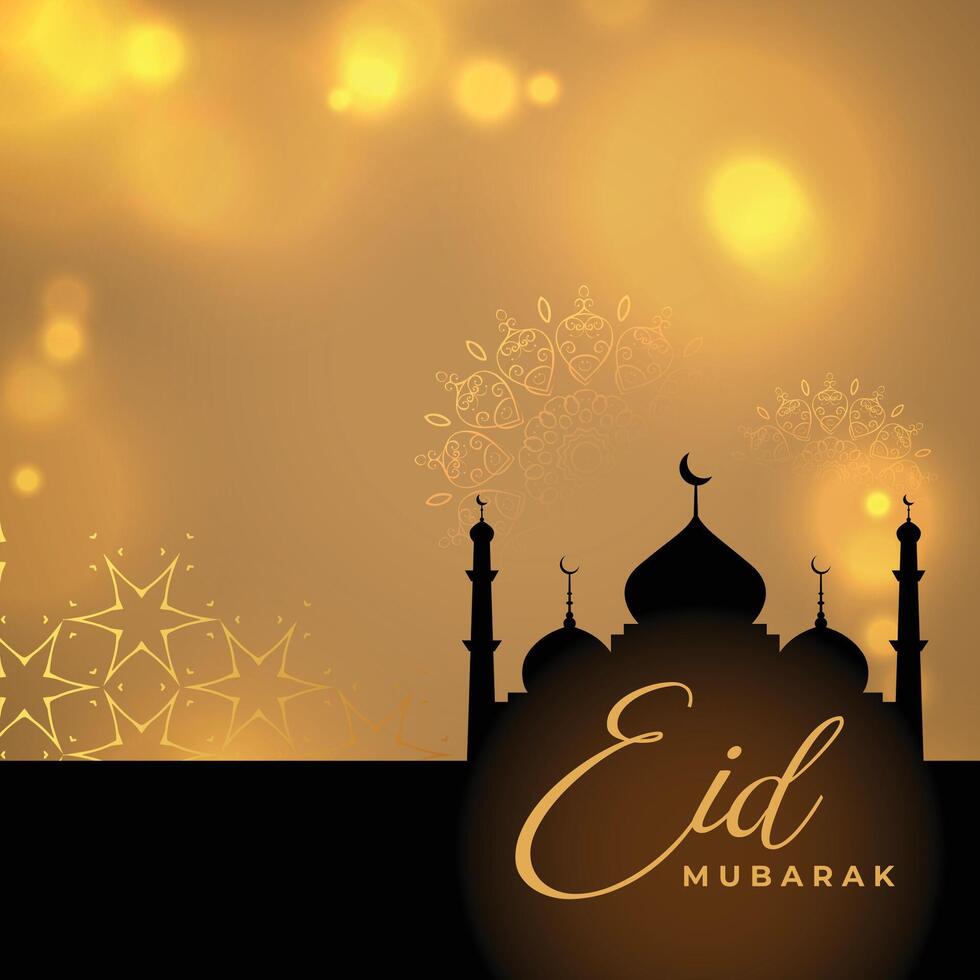 eid mubarak brillante d'oro carta design vettore