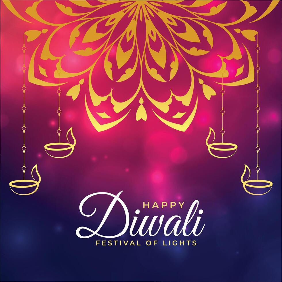 indiano mandala stile contento Diwali carta design vettore