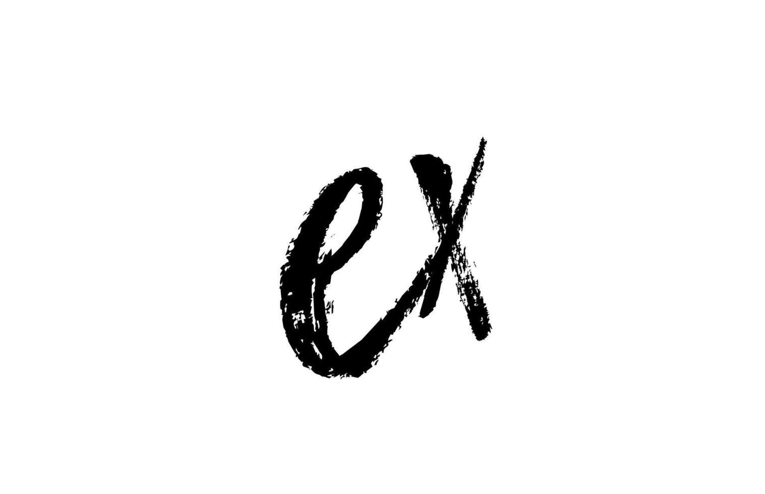 combinazione di icone logo ex ex alfabeto lettera. disegno dell'annata scritto a mano del grunge. colore bianco nero per affari e società vettore
