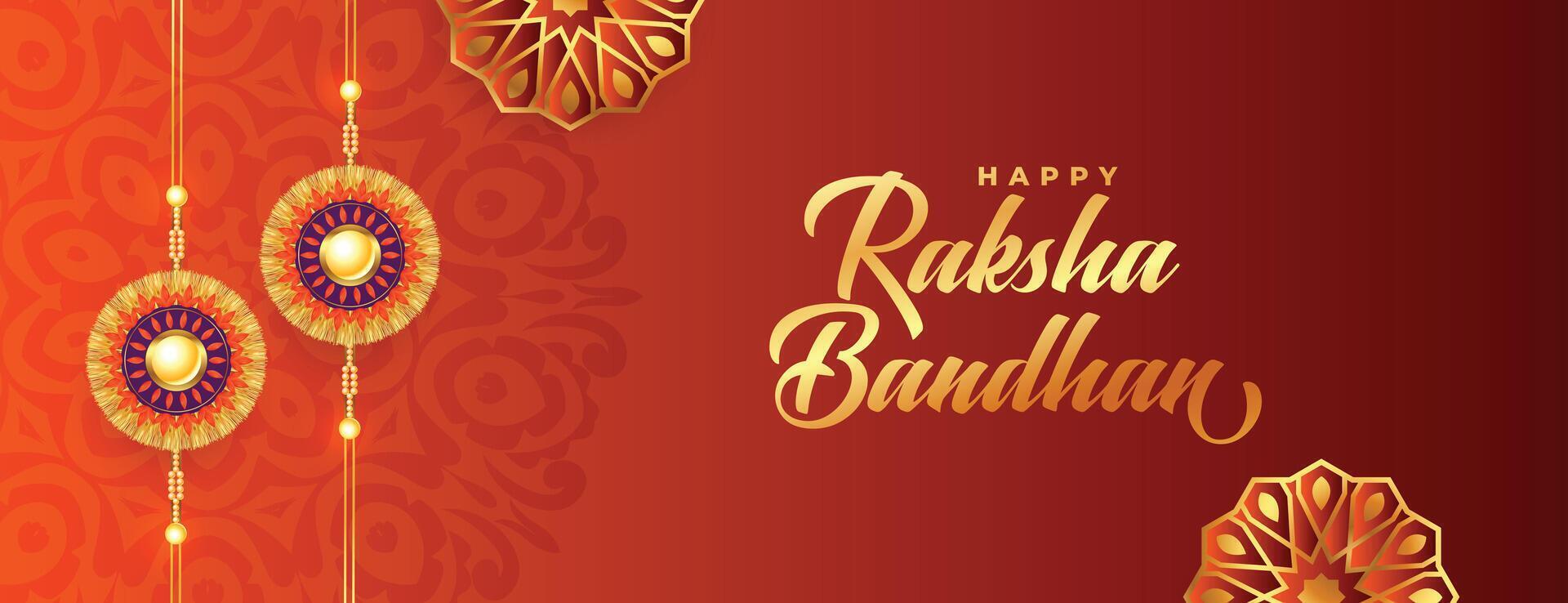 happt Raksha bandhan decorativo bandiera realistico design vettore