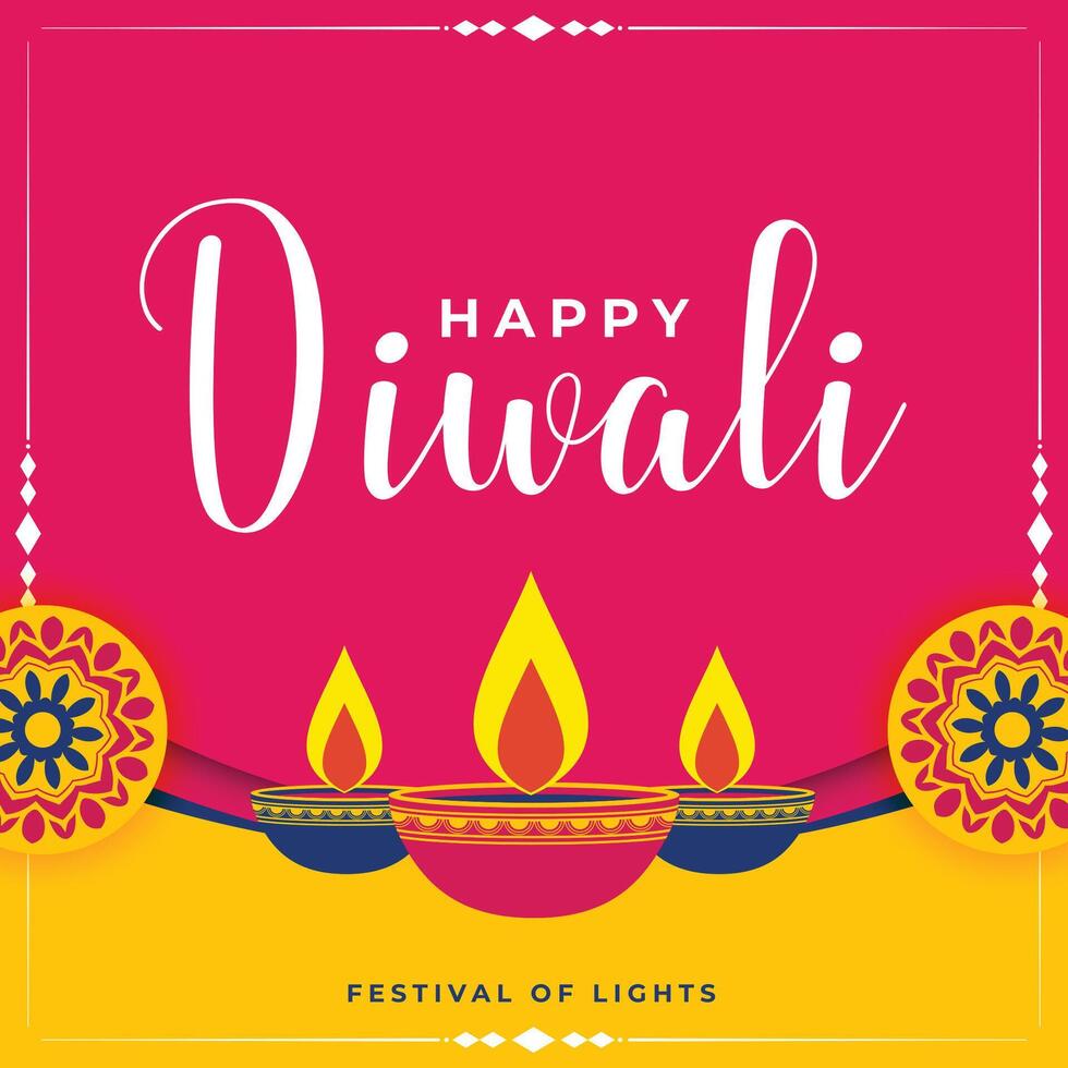 contento Diwali saluto nel piatto colori vettore