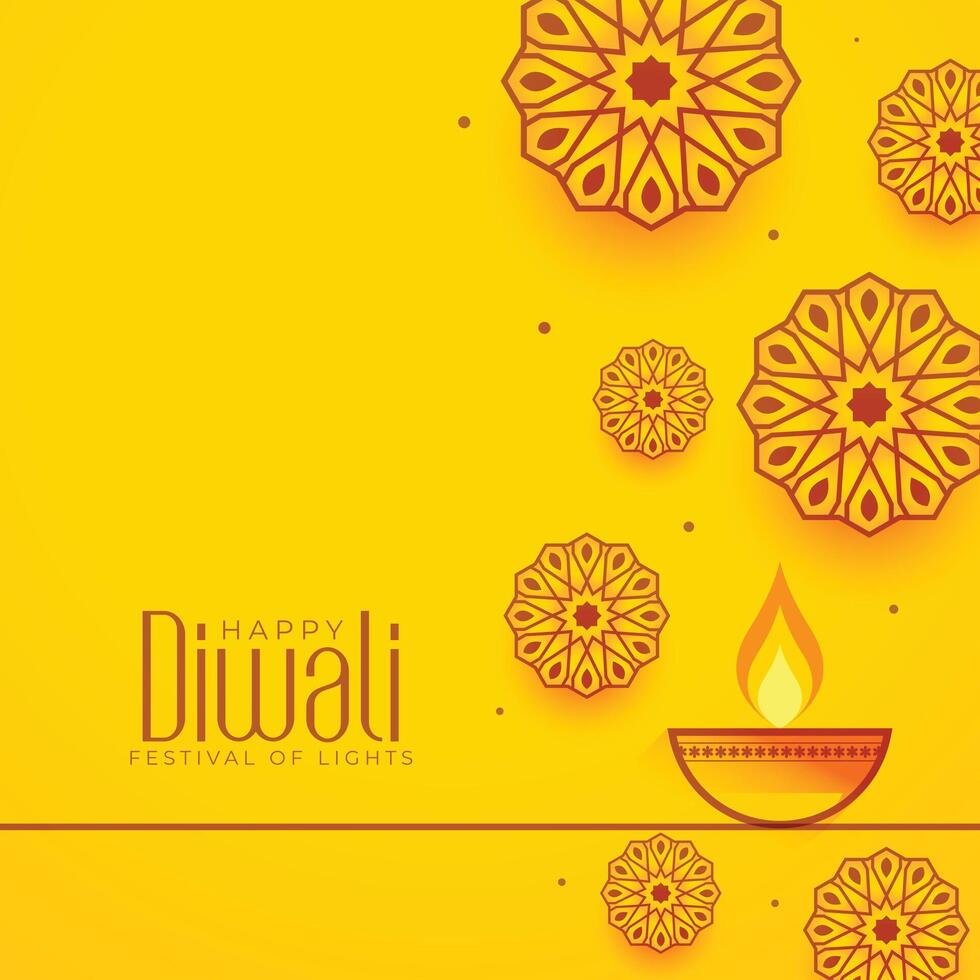 contento Diwali giallo decorativo sfondo vettore