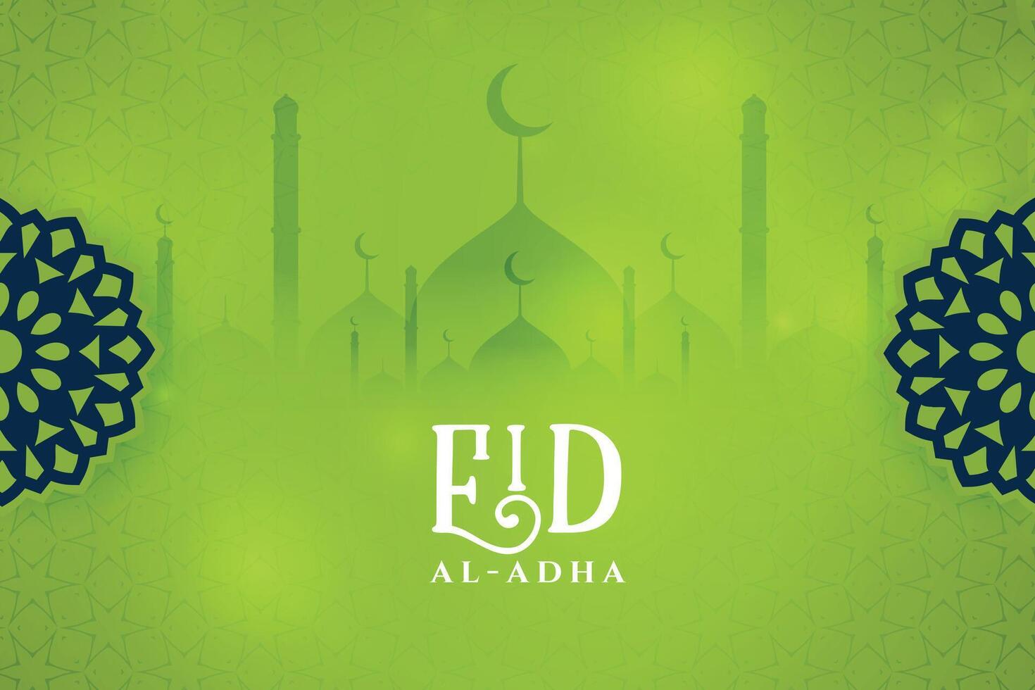 eid al adha auguri verde carta design vettore