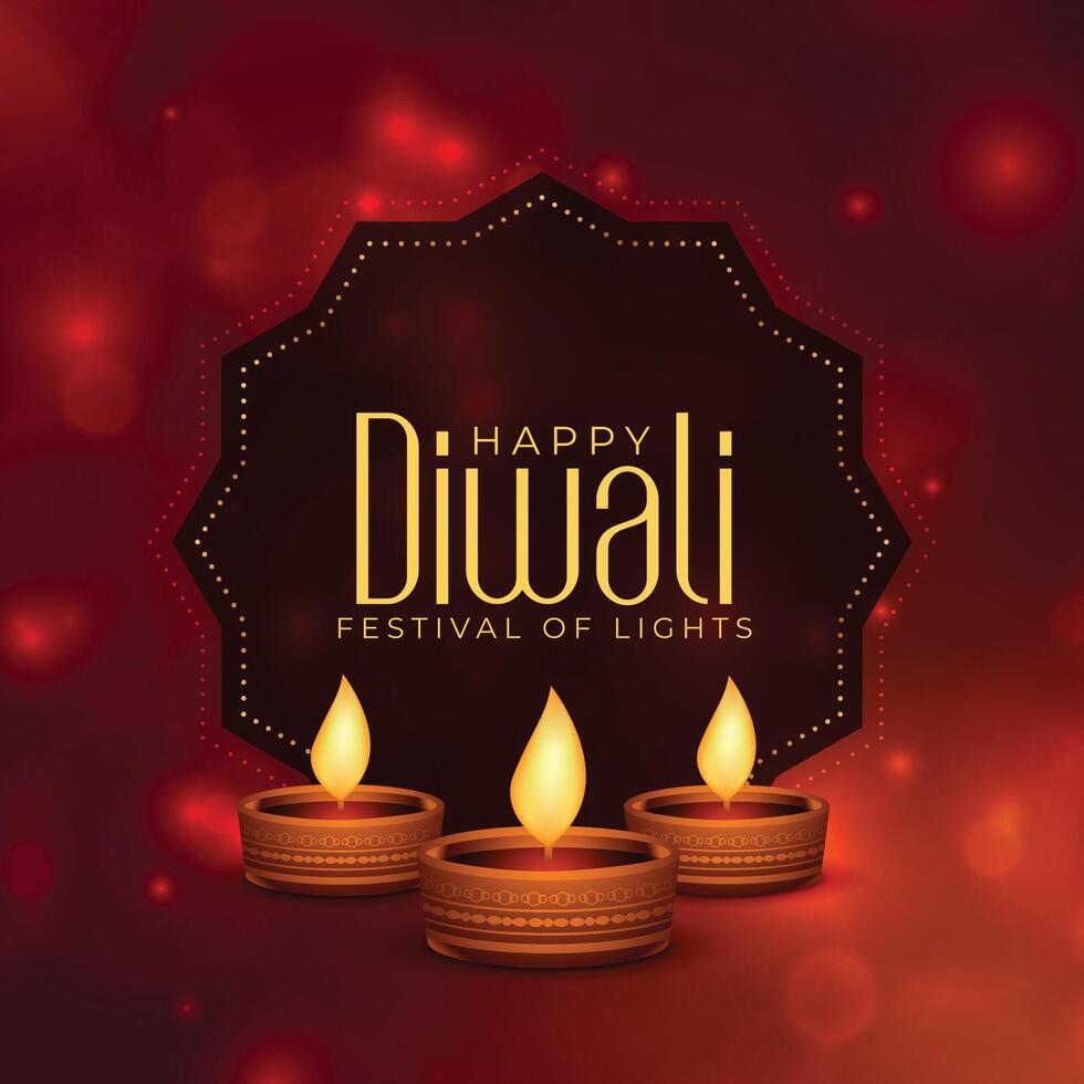 contento Diwali sfondo con diya olio lampade vettore