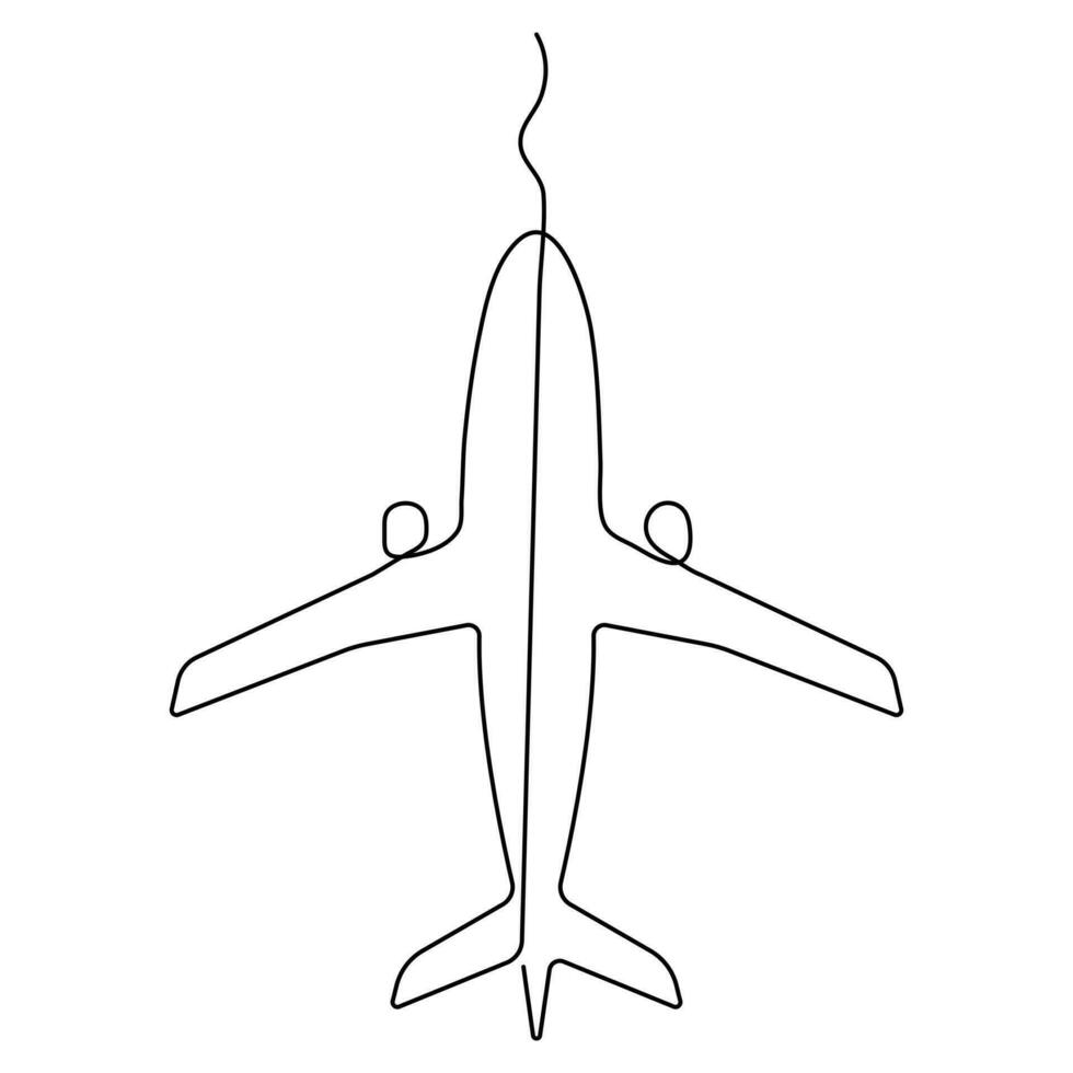 continuo singolo linea disegno amore aereo itinerario romantico vacanza viaggio di cuore aereo sentiero, semplice schema vettore illustrazione