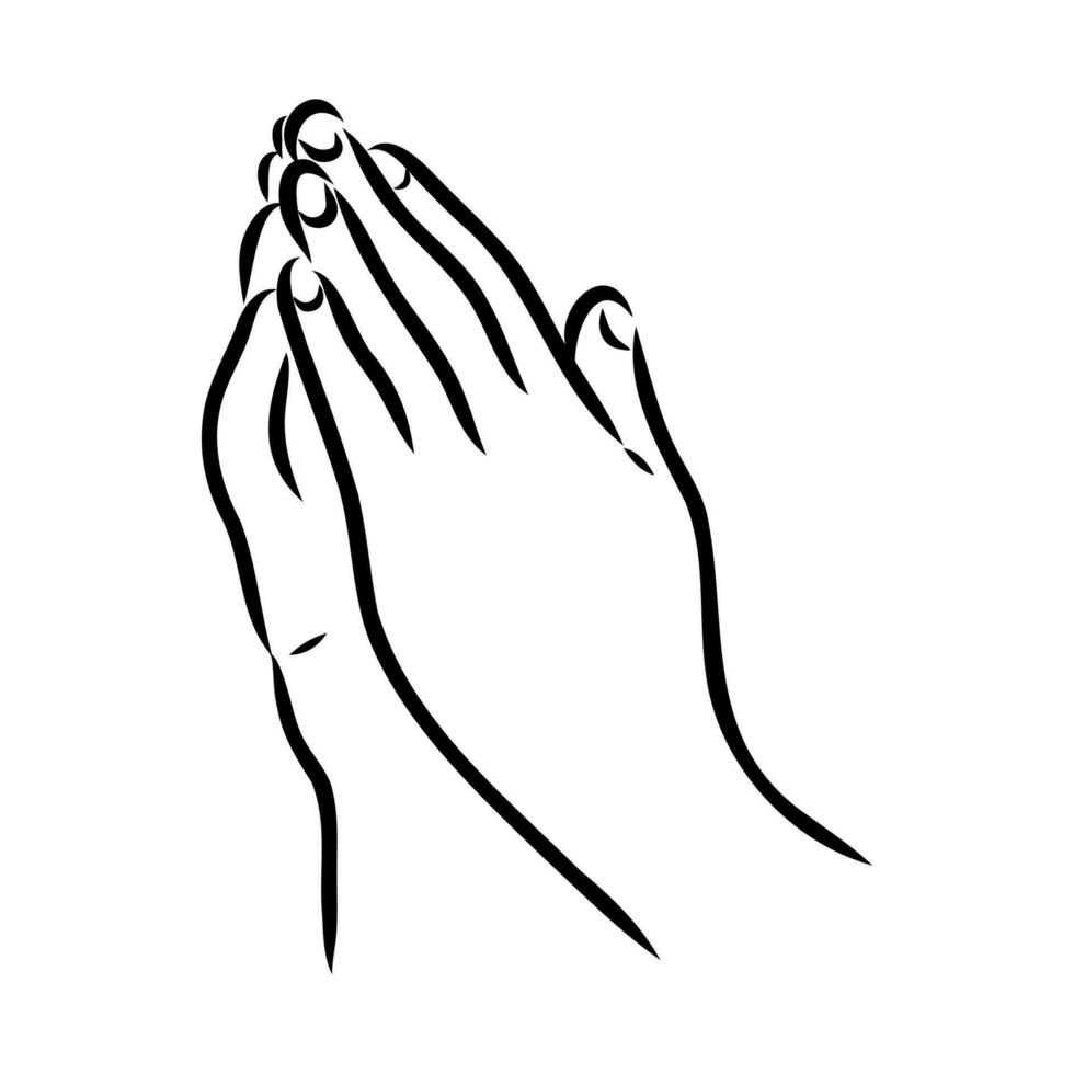 mani nel preghiera vettore schizzo