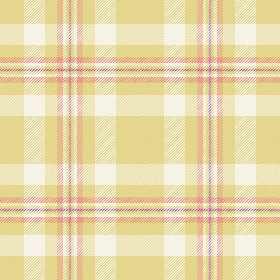 inviare modello sfondo dai un'occhiata, ornamentale tessile tartan vettore. 1950 plaid tessuto senza soluzione di continuità struttura nel giallo e vecchio pizzo colori. vettore