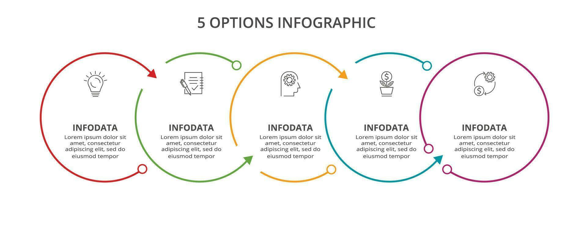 linea concetto per Infografica con 5 passi, opzioni, parti o processi. attività commerciale dati visualizzazione. vettore
