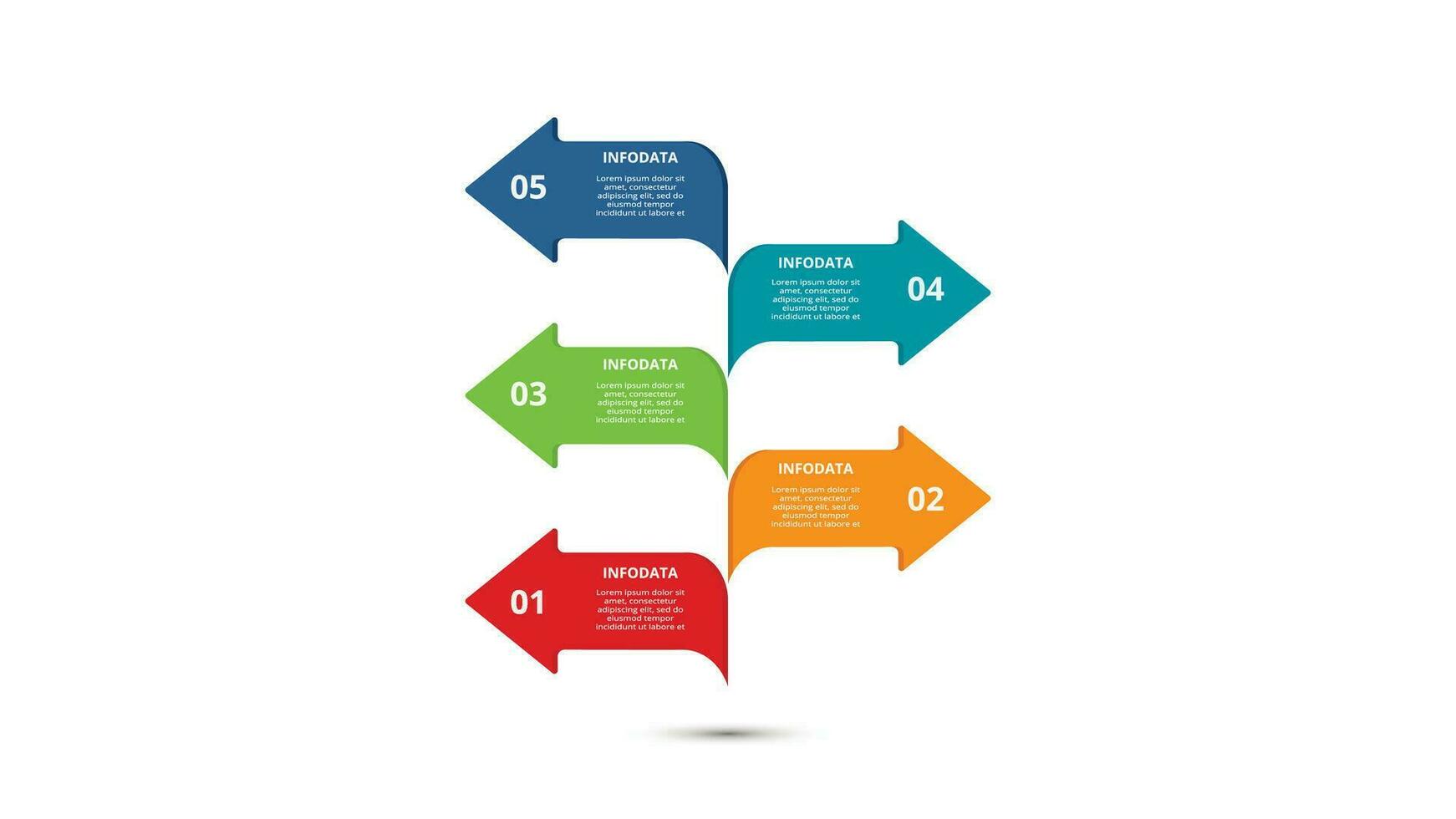 astratto frecce di grafico, diagramma con 5 passi, opzioni, parti o processi. vettore attività commerciale modello per presentazione