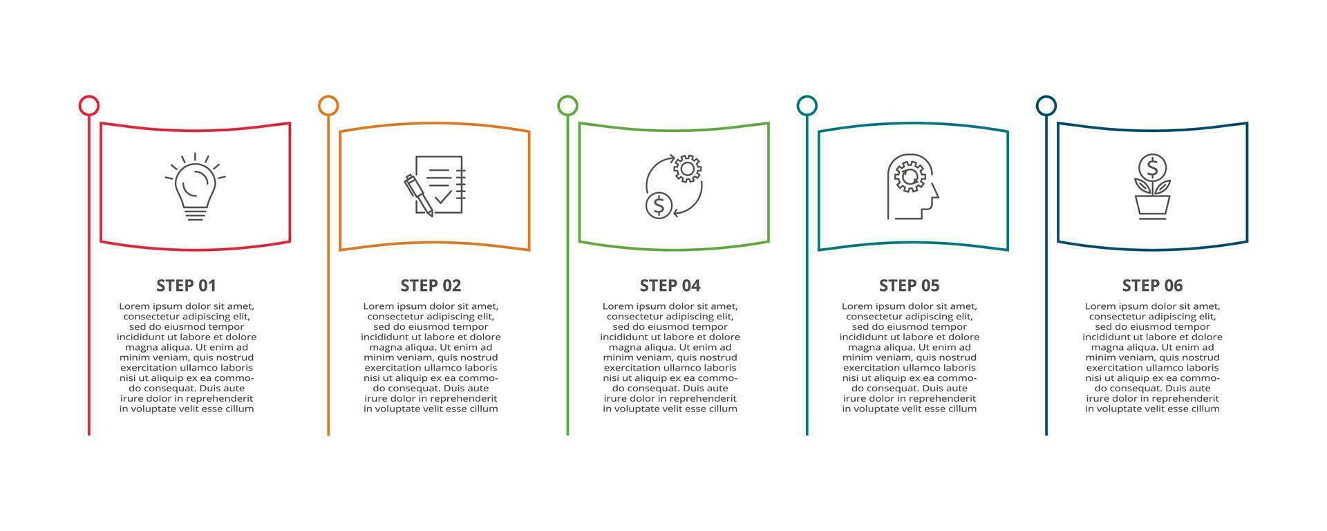 linea concetto per Infografica con 5 passi, opzioni, parti o processi. attività commerciale dati visualizzazione. vettore