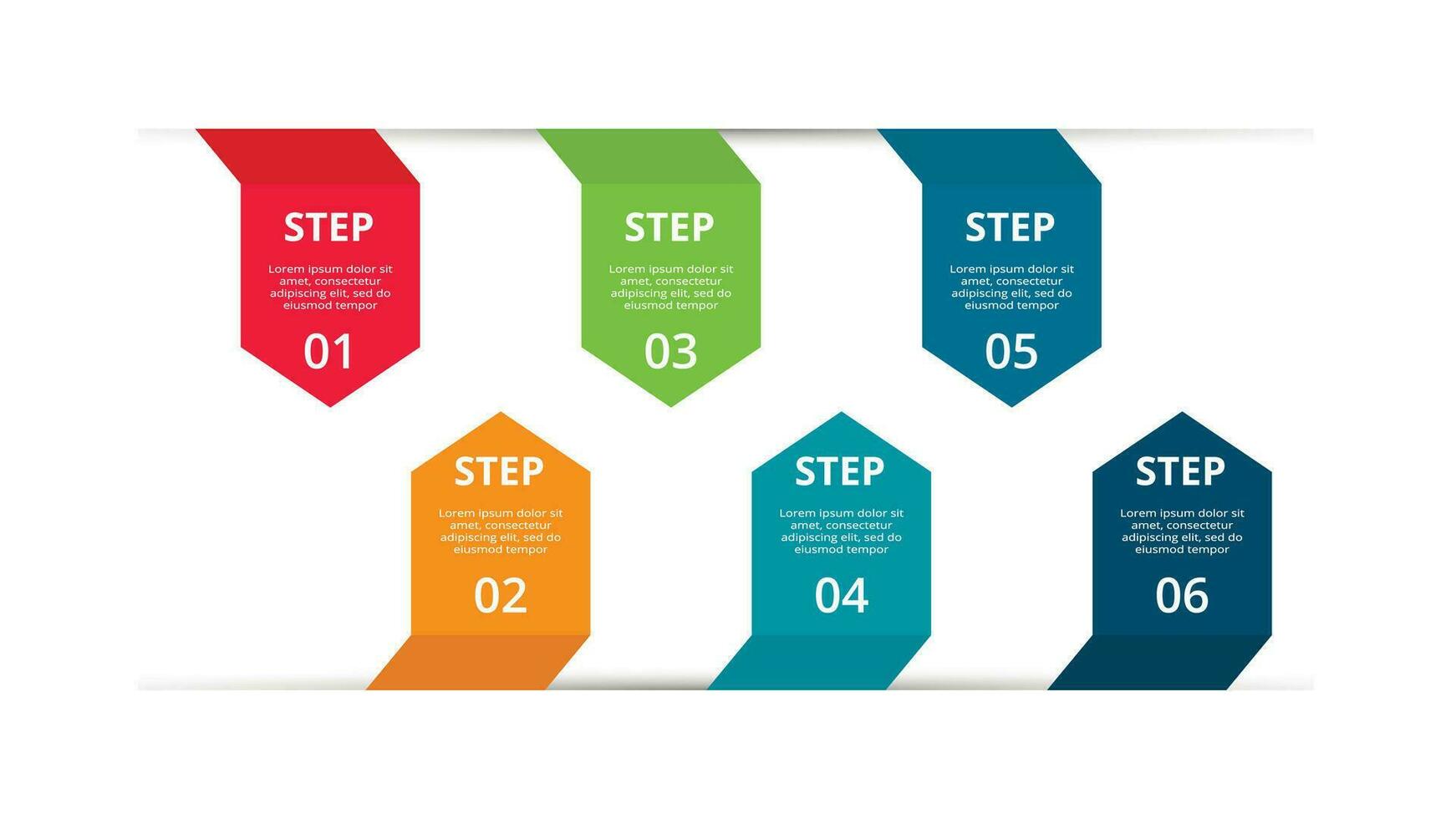 astratto frecce di grafico, diagramma con 6 passi, opzioni, parti o processi. vettore attività commerciale modello per presentazione