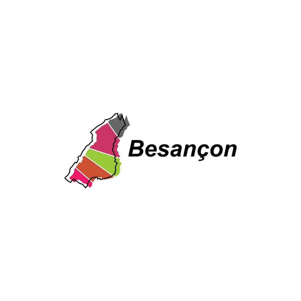 carta geografica di Besancon città design illustrazione, vettore simbolo, cartello, schema, mondo carta geografica internazionale vettore modello su bianca sfondo