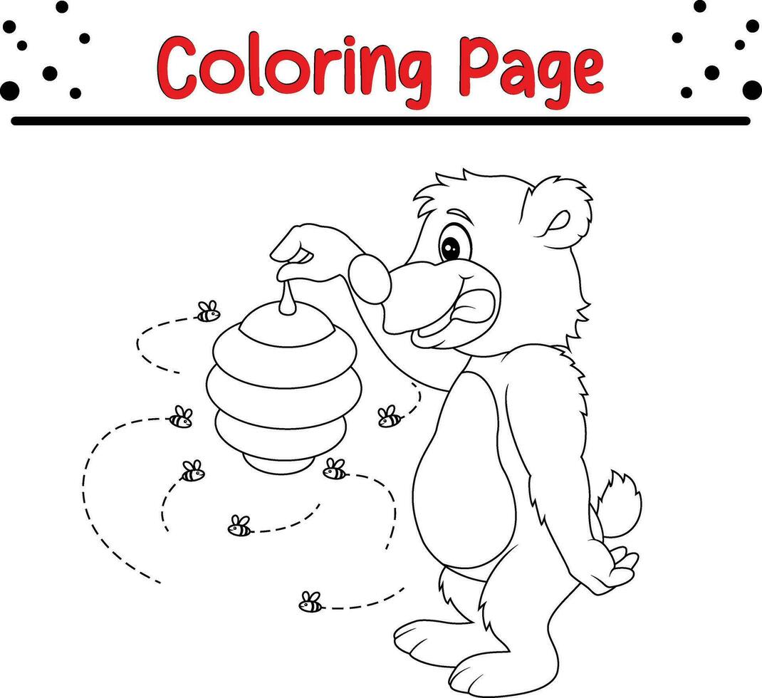 colorazione pagina orso Tenere ape alveare vettore