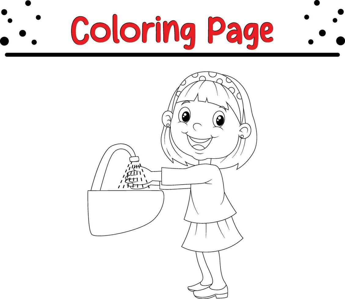 bene abitudini colorazione pagina bambini vettore