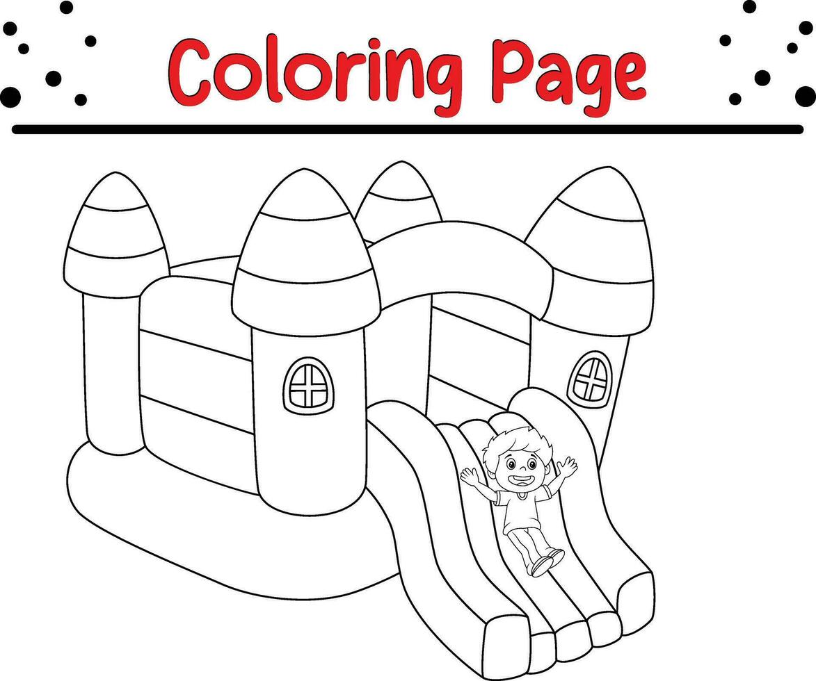 colorazione pagina poco bambini giocando palazzo Palloncino vettore