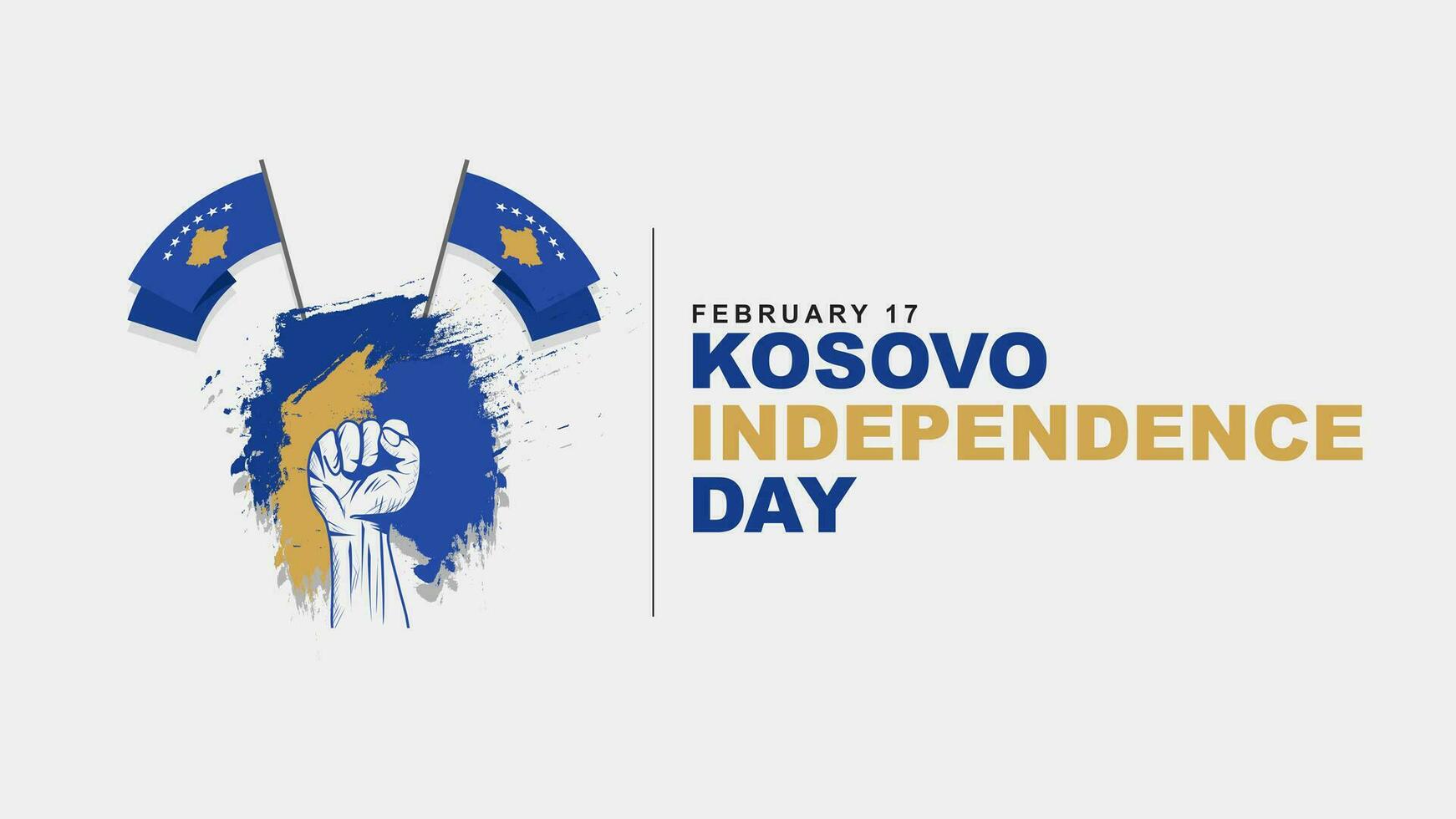 vettore illustrazione di kosovo indipendenza giorno, celebre su febbraio 17. saluto carta manifesto design con grunge spazzola struttura bandiere