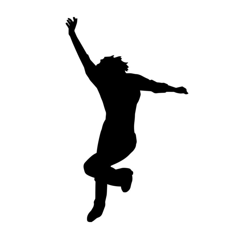 silhouette di un' femmina ballerino nel azione posa. silhouette di un' donna danza felicemente. vettore