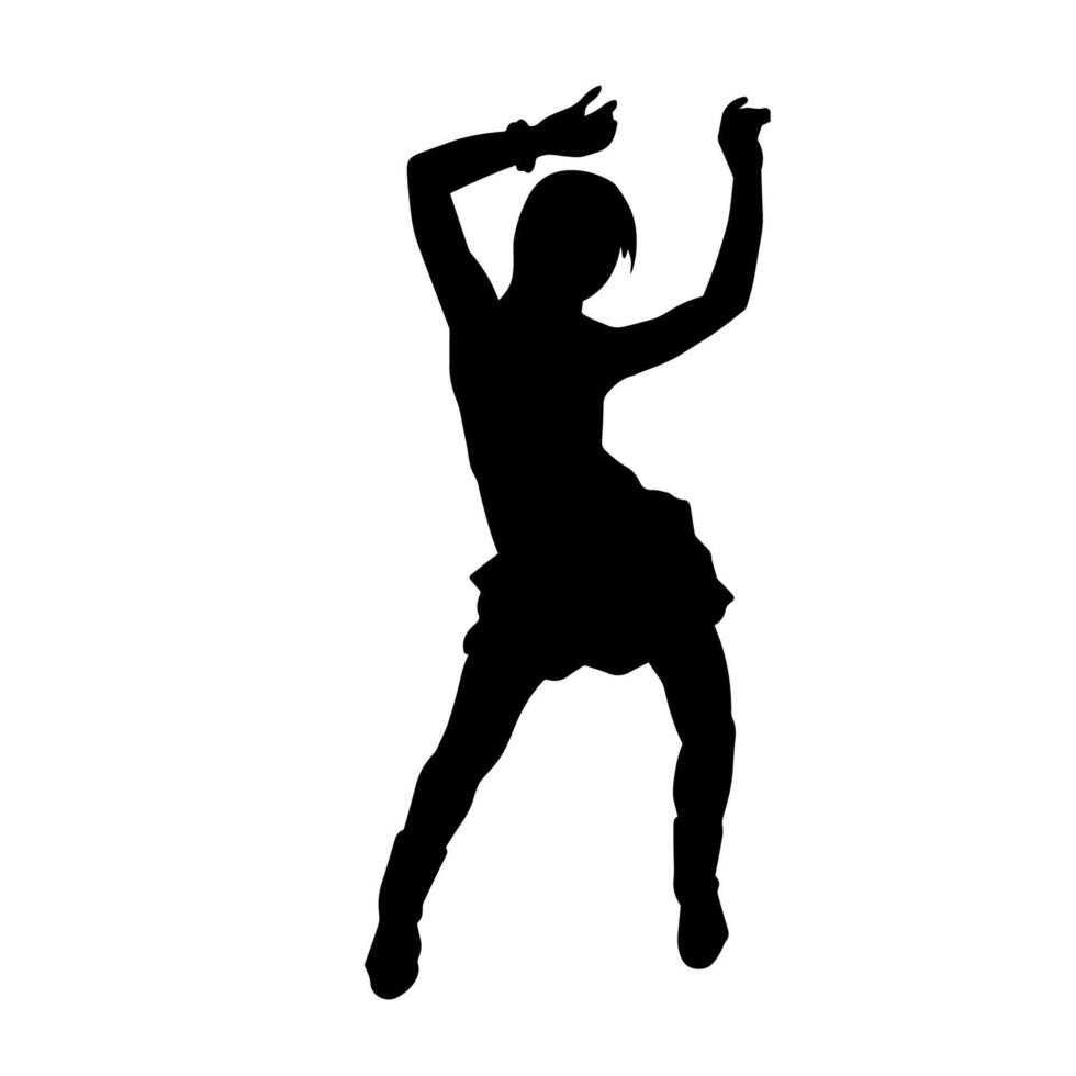 silhouette di un' femmina ballerino nel azione posa. silhouette di un' donna danza felicemente. vettore