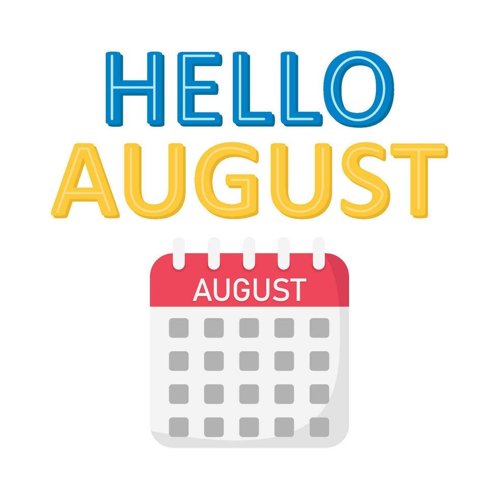 Ciao agosto con calendario illustrazione vettore