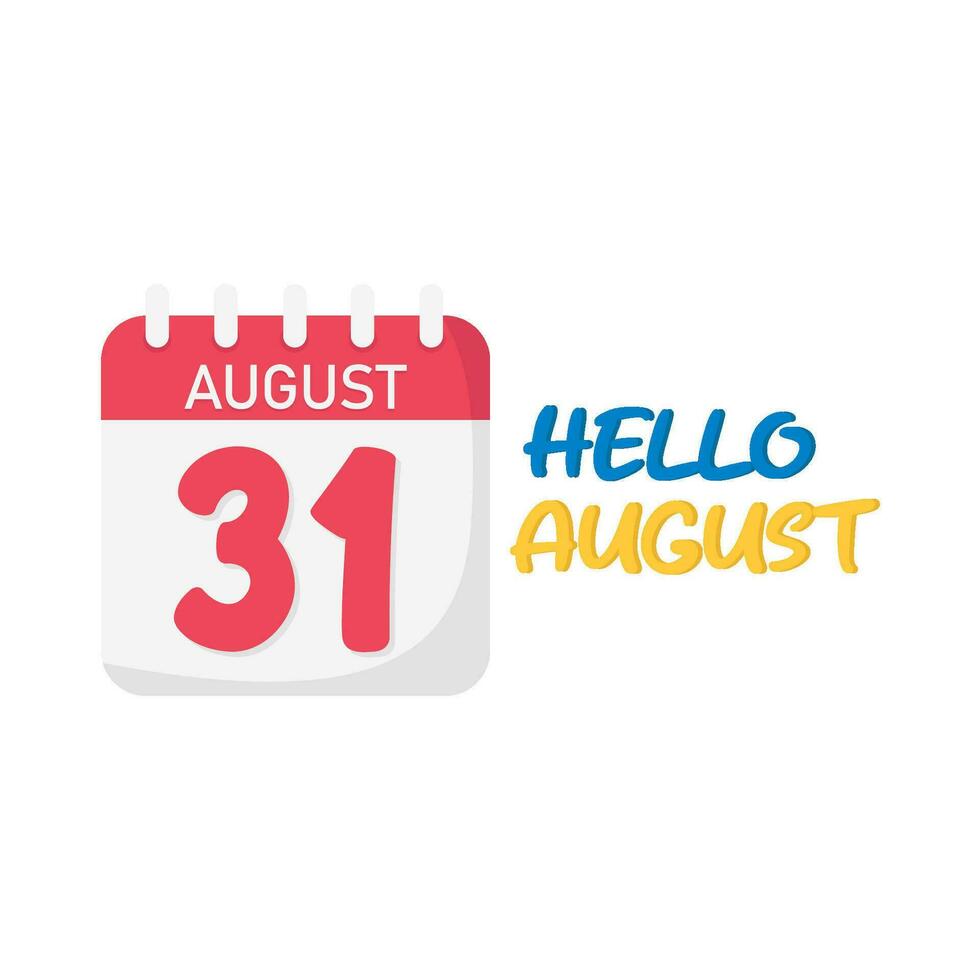 Ciao agosto con calendario illustrazione vettore