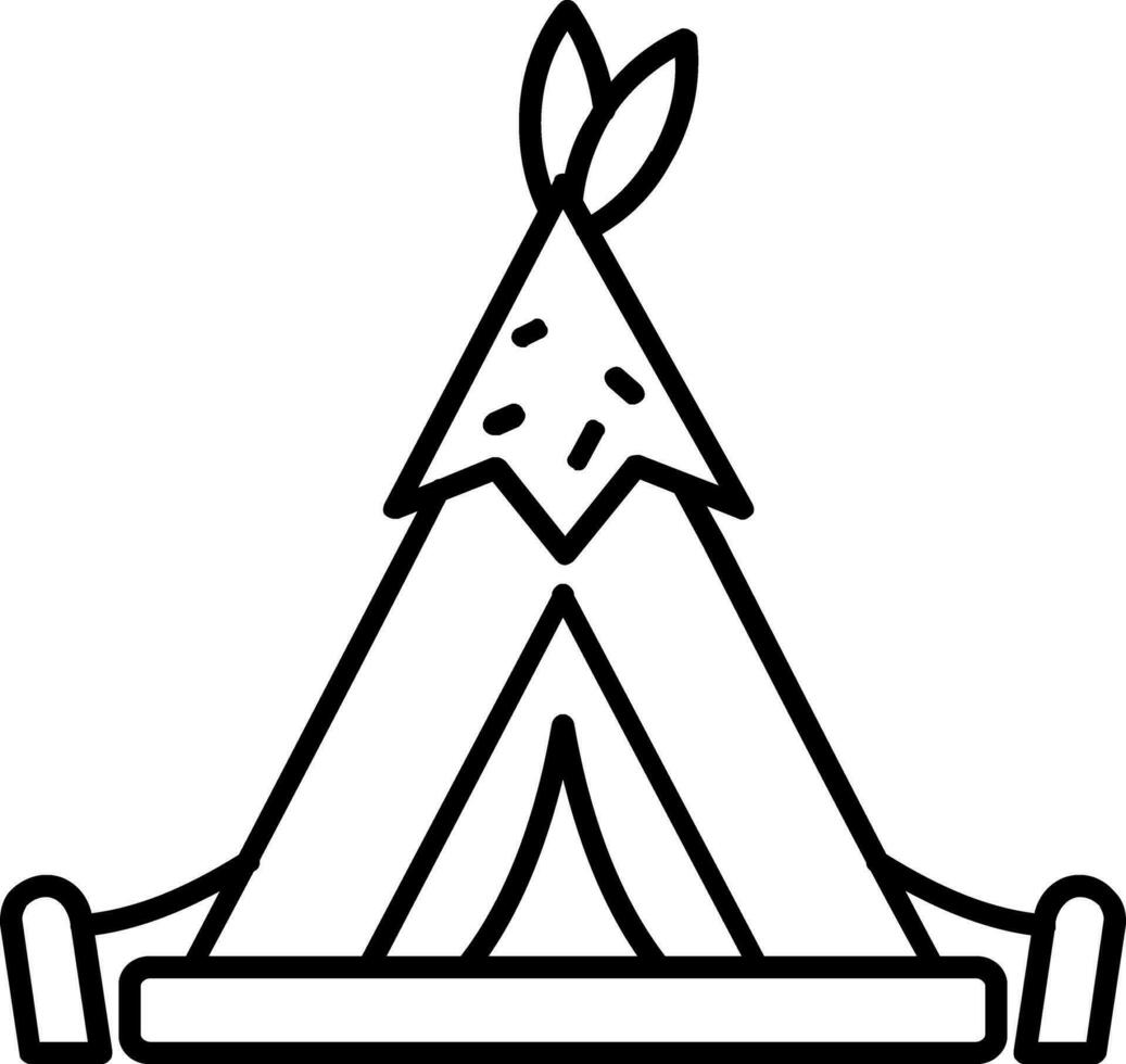 icona della linea della tenda vettore