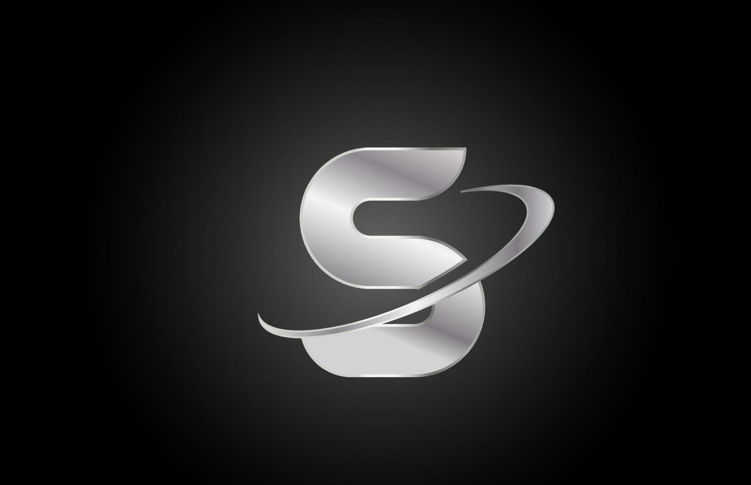 s icona del logo della lettera dell'alfabeto in metallo per l'azienda con design swoosh vettore