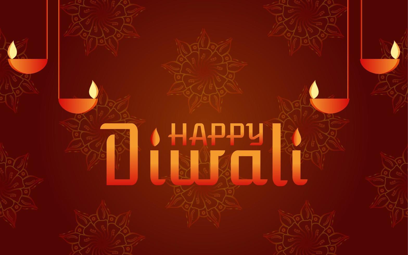 illustrazione vettoriale di diwali felice, illustrazione di banner vettoriale di diwali felice con diya - lampada a olio, illustrazione di diwali con tipografia, disegno vettoriale di diwali creativo per biglietto di auguri e sfondo.