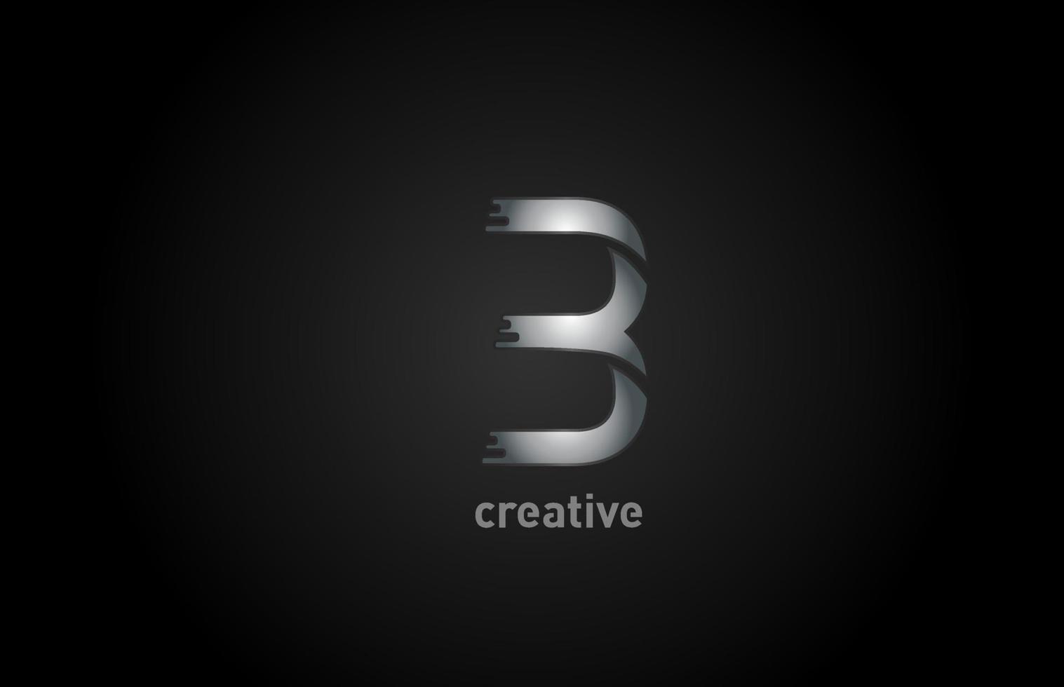 b icona del design del logo della lettera dell'alfabeto in metallo argento per l'azienda e il business vettore