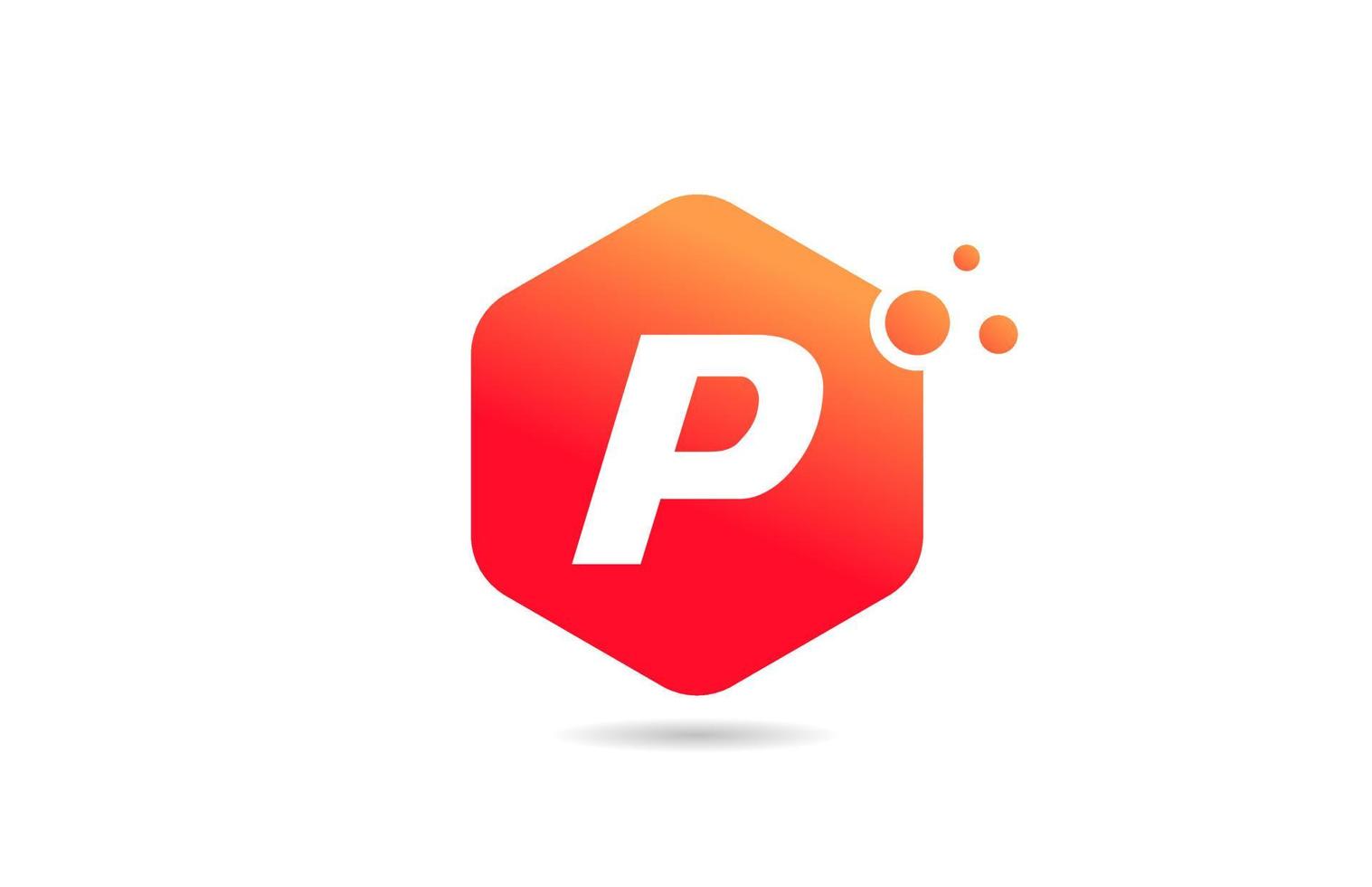 p alfabeto lettera logo icona design con rombo di colore arancione per azienda e affari vettore