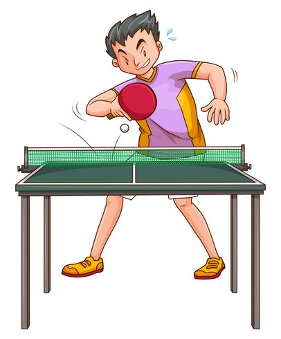 Giocatore di ping-pong che gioca al tavolo vettore