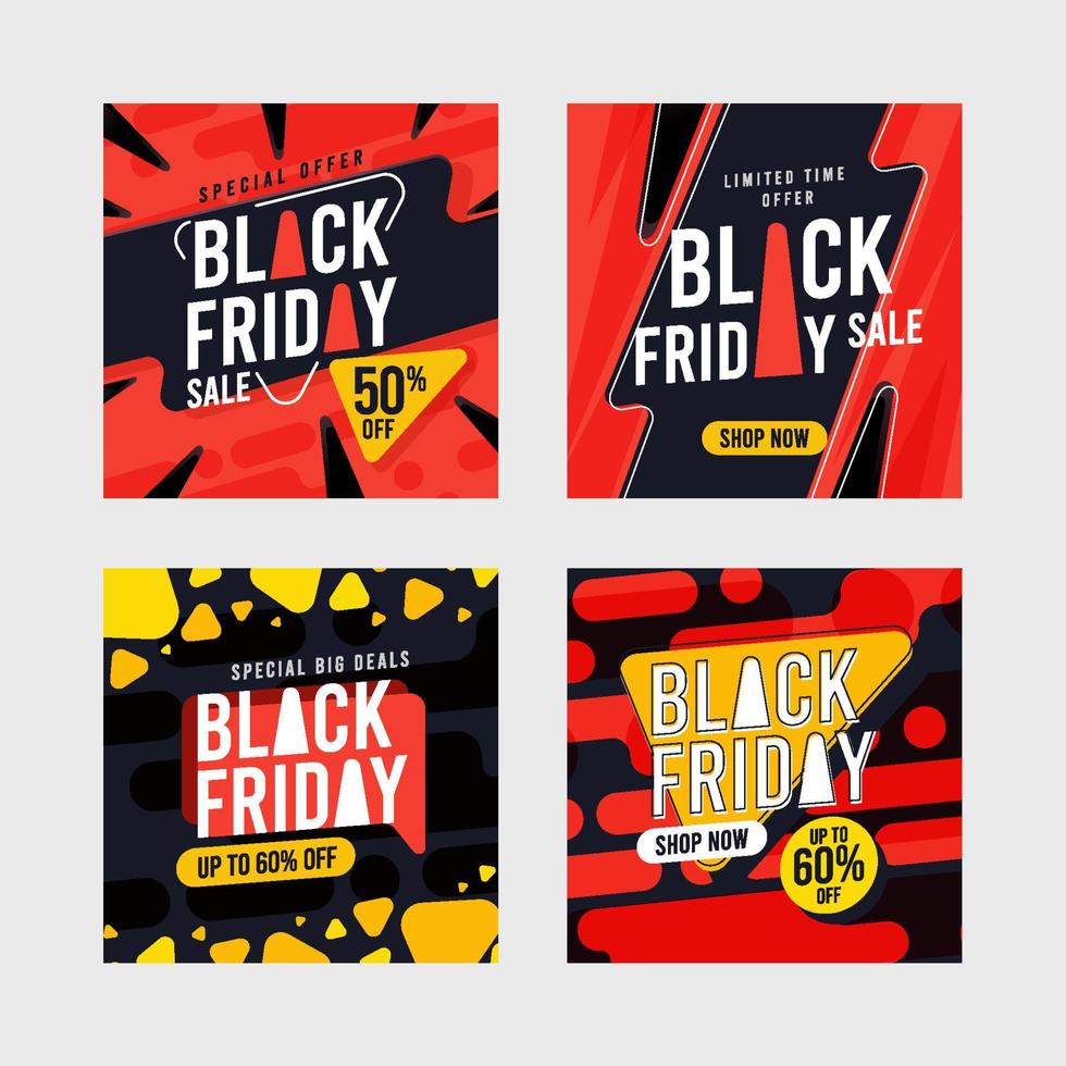 elemento geometrico del modello di social media del black friday vettore