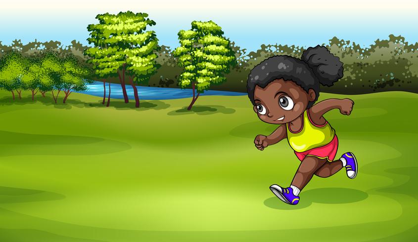 Una ragazza nera che fa jogging vettore