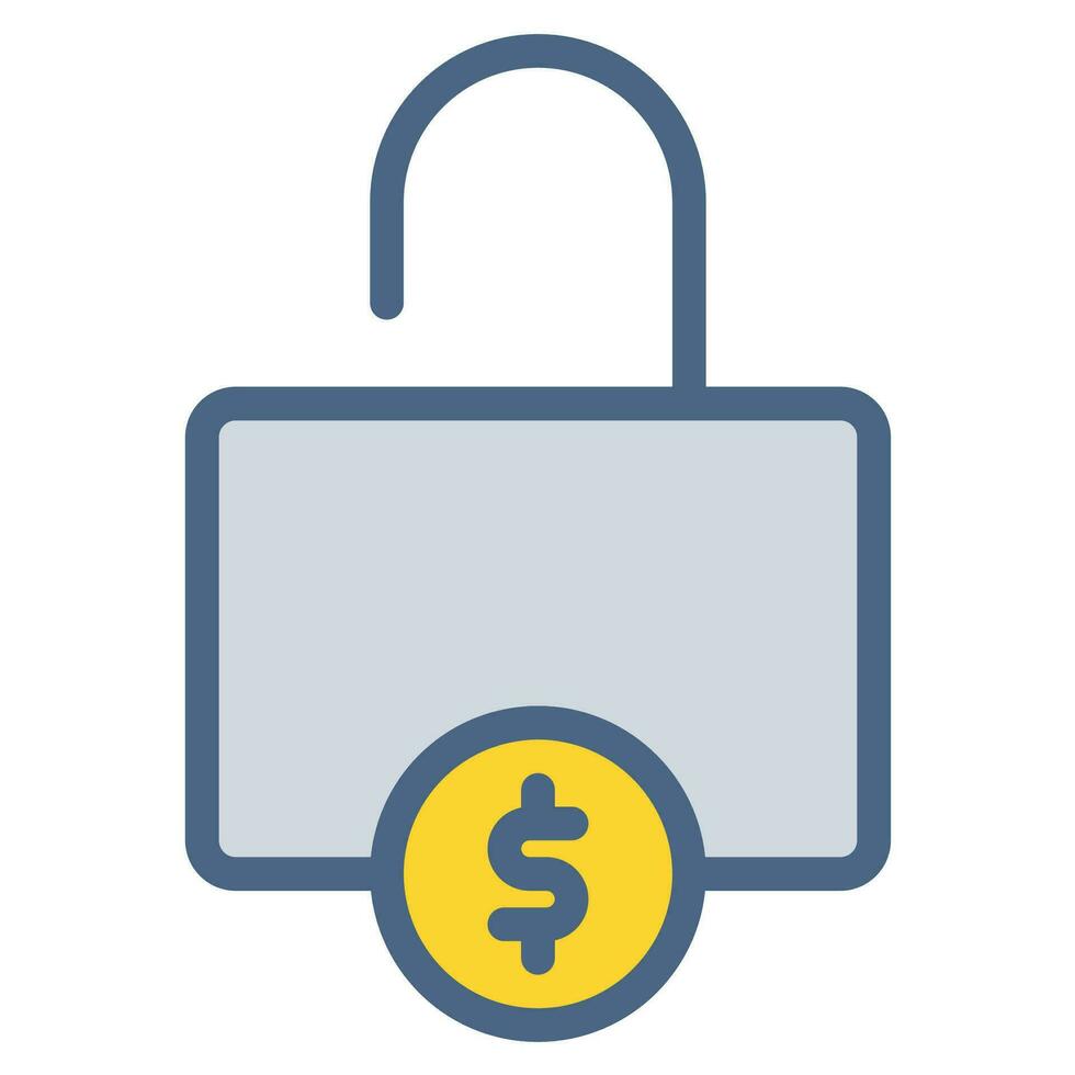 sbloccare dollaro moneta icona o logo illustrazione stile. icone e-commerce. vettore