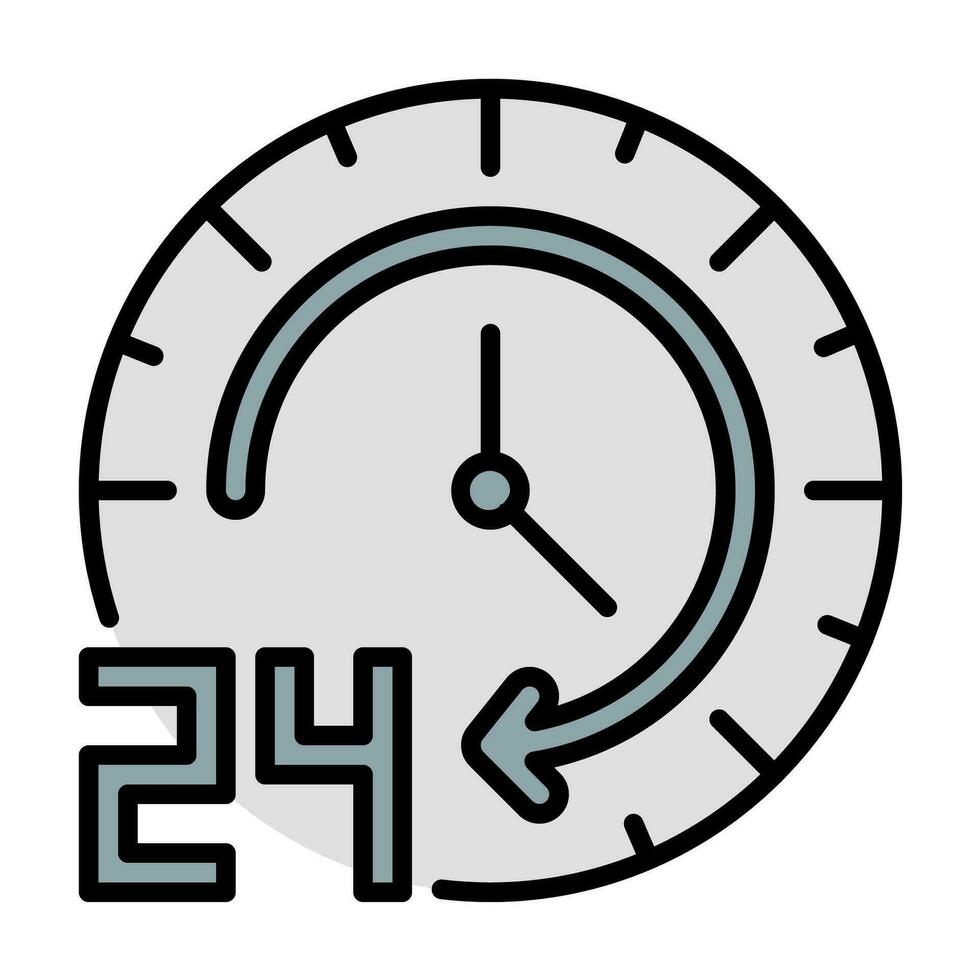 24 ora icona vettore o logo illustrazione schema nero colore stile