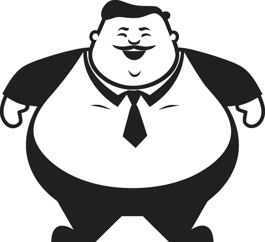 pieno figura frontiera vettore logo per obesità consapevolezza pesante armonia buio logo design di un' corpulento signore