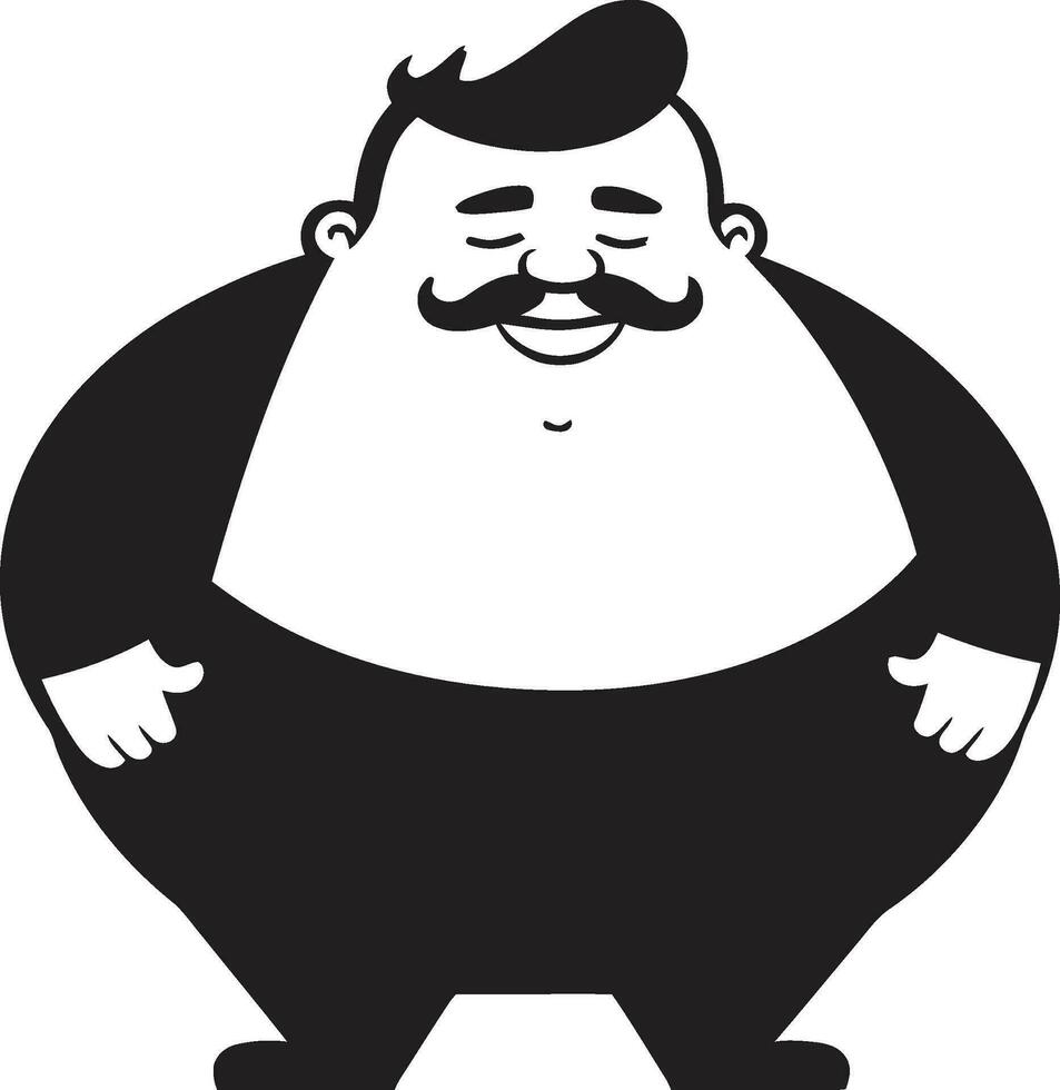 curve scatenato nero logo di un' pingue signore paffuto energia iconico vettore logo per obesità patrocinio