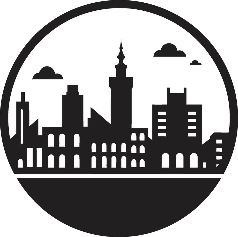 paesaggio urbano tela edifici logo simbolo centro sogni città edifici vettore icona