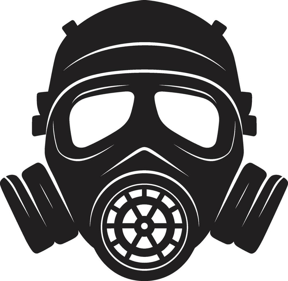 onice custode nero gas maschera emblema simbolo ombreggiato difensore gas maschera vettore logo