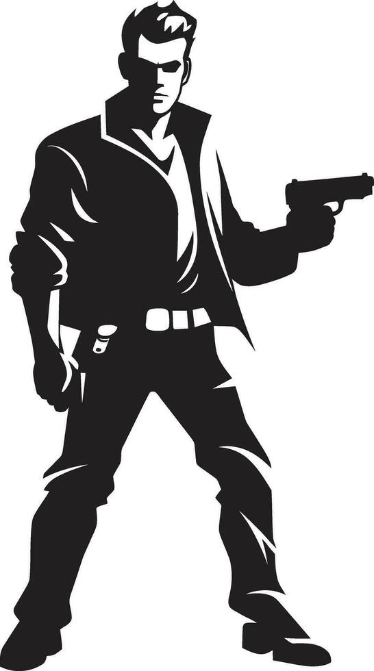 vettore vigore pistola Tenere emblema tiratore scelto silhouette uomo icona